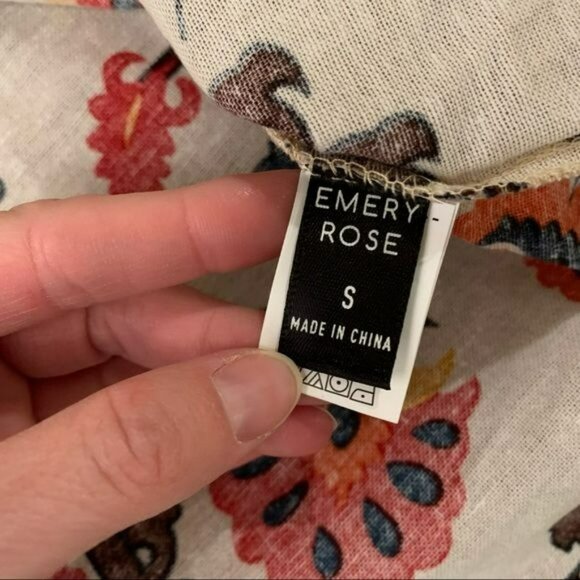 Emery rose linen floral cap short sleeve blouse - S - Picture 6 of 6